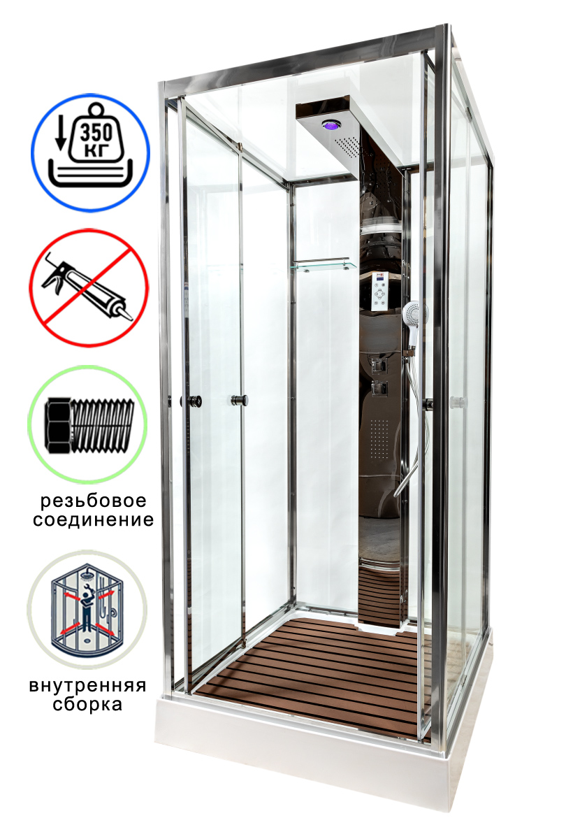 душевая кабина avacan z111steam ava 100x100 с паром, стекла прозрачные, профиль хром