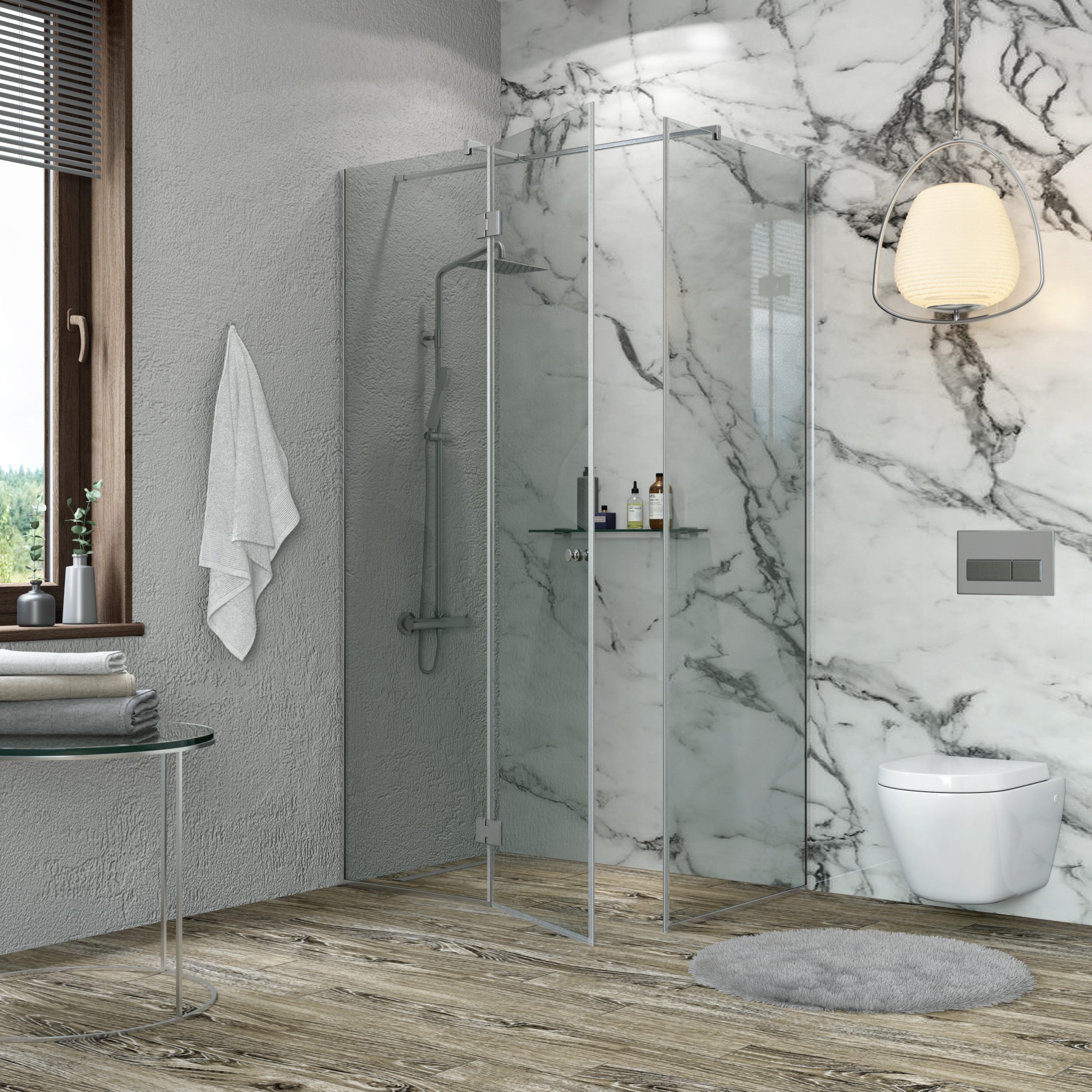 душевой уголок benetto silver ben-108 90x90 прозрачные стекла / профиль хром