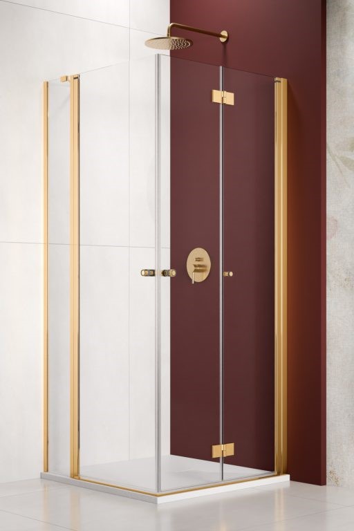 душевой уголок radaway nes gold kdd b + kdd ii 80x90 правый, стекла прозрачные, профиль золото