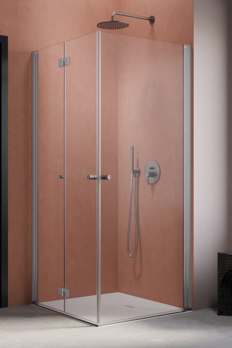 душевой уголок radaway nes brushed nickel kdd b + kdd i 90x80 левый, стекла прозрачные, профиль брашированный никель