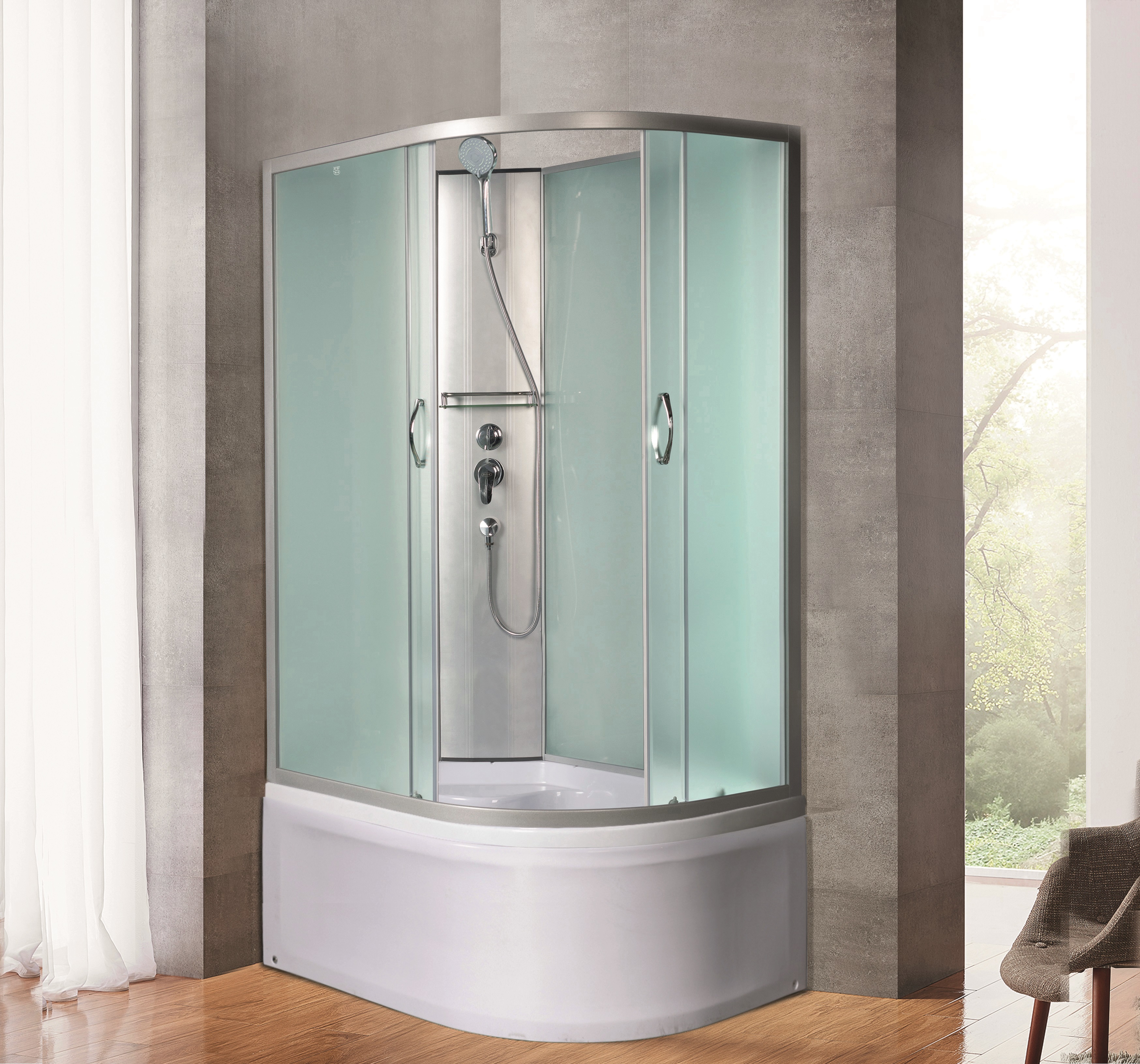 душевая кабина river nara б/к xl 100/80/44 mt l 100x80 без крыши, стекла матовые, профиль хром