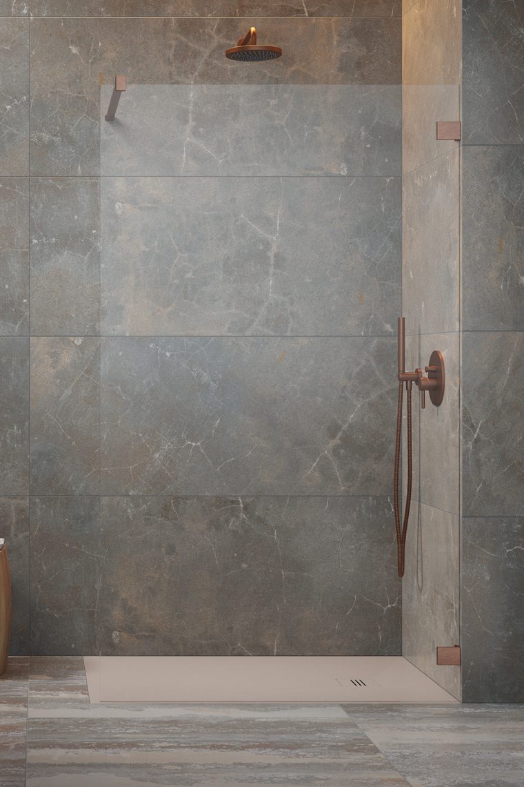 душевой уголок radaway essenza pro brushed copper walk-in 95x200 стекла прозрачные, профиль брашированная медь