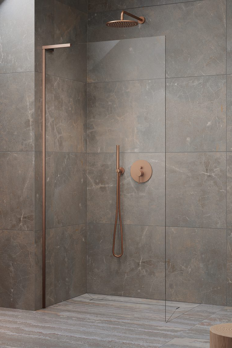 душевой уголок radaway walk-in modo sl ii brushed copper 105 left прозрачное стекло / профиль брашированная медь