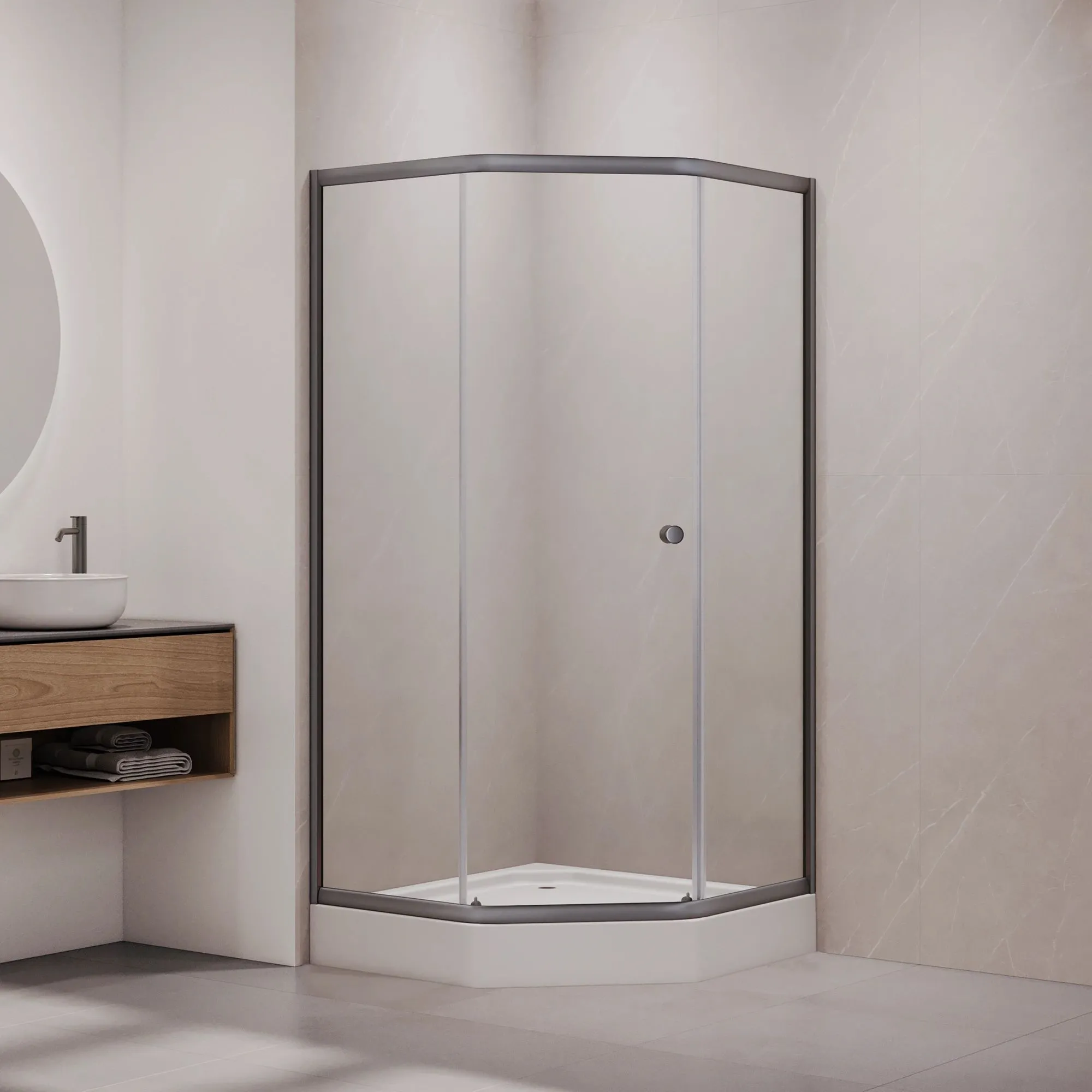 душевой уголок rgw classic cl-80-gr 90x90 стекла прозрачные / профиль серый