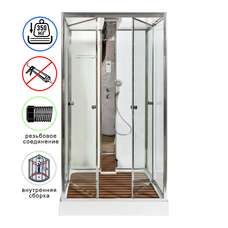 душевая кабина avacan z122steam ava 120x90 с паром, стекла прозрачные, профиль хром