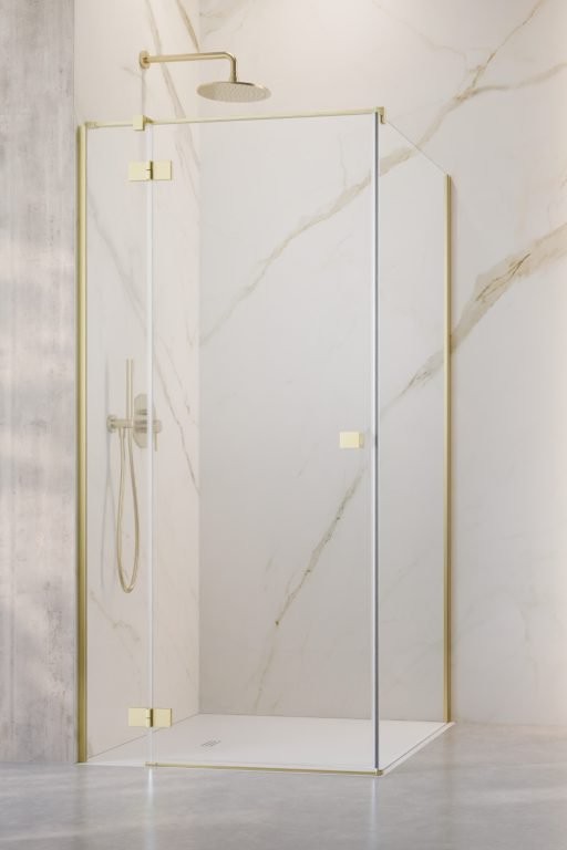 душевой уголок radaway essenza 6 brushed light gold kdj 100x100 левый, стекла прозрачные, профиль брашированное светлое золото