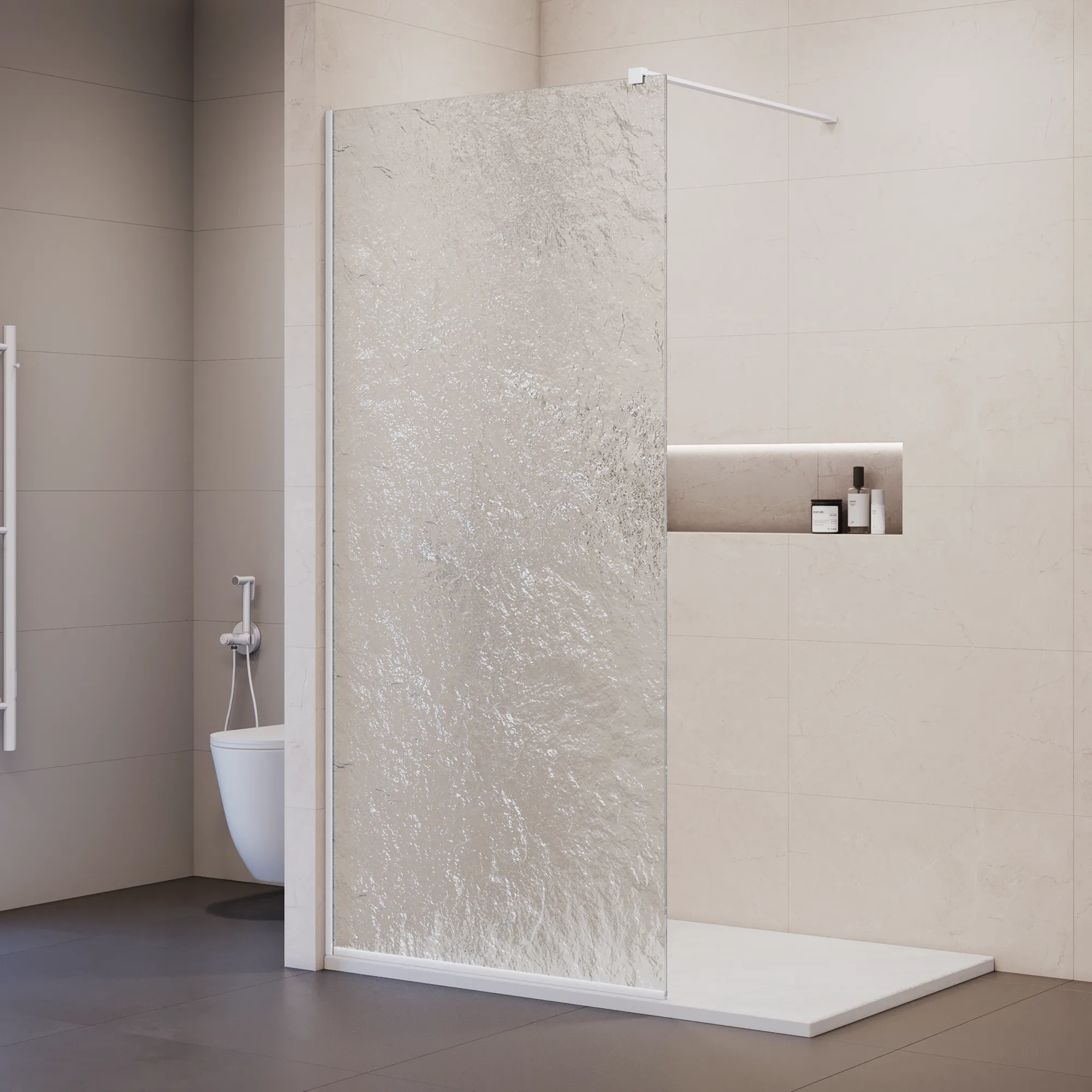 душевой уголок rgw walk in wa-55-w 80x210 стекло лед / профиль белый