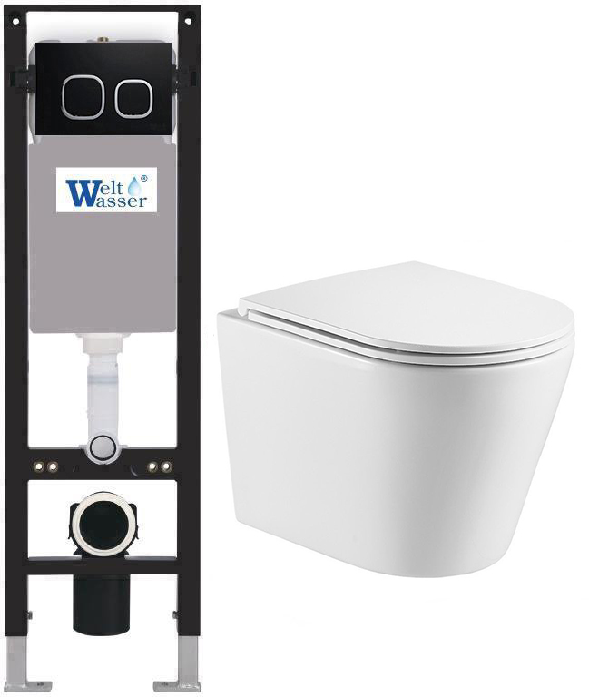 комплект инсталляция welt-wasser amberg 350 для унитаза salzbach 043 gl-wt с клавишей смыва amberg rd-bl, черный матовый