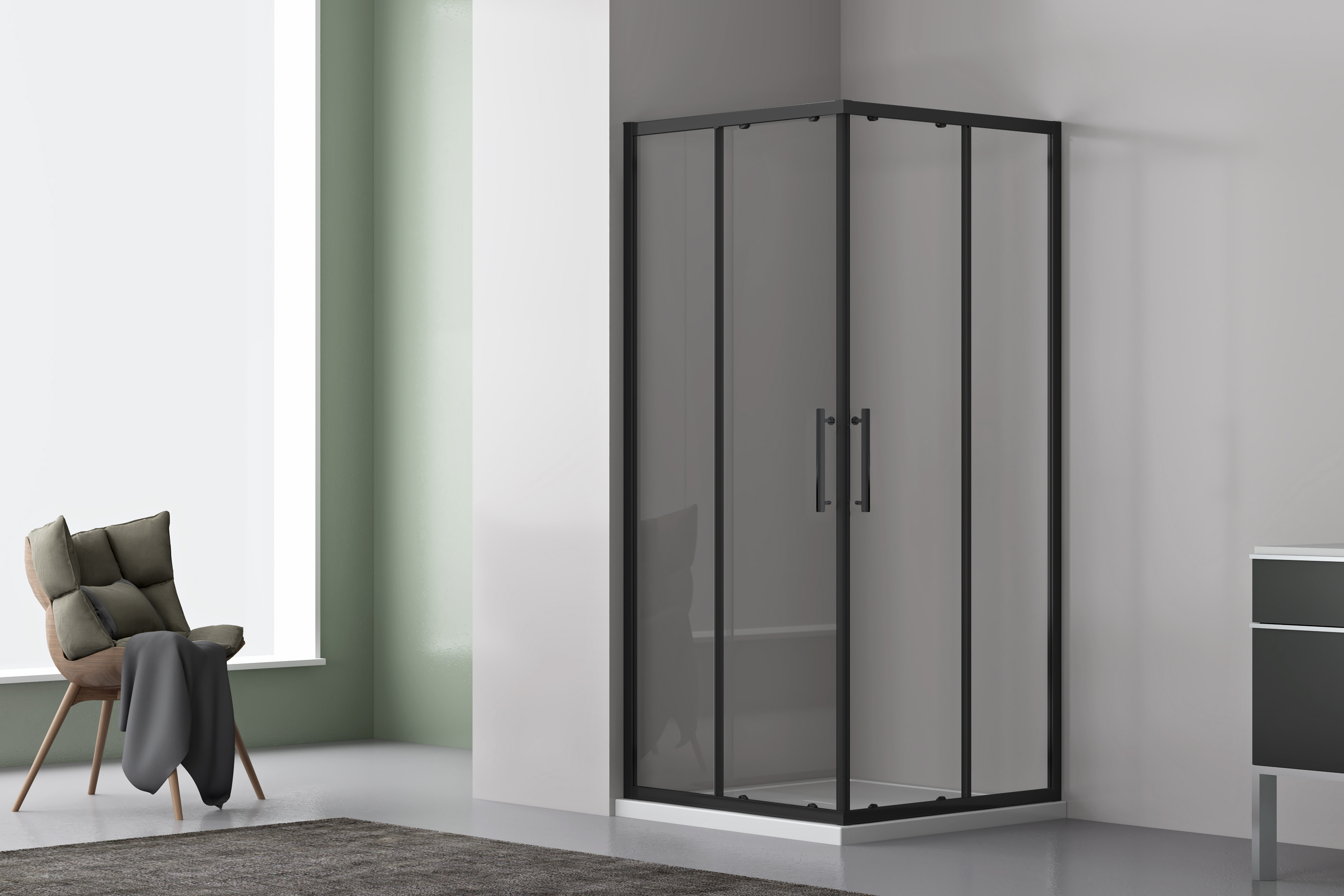 душевой уголок aquabath royal black ab2011b 90x90 прозрачное стекло / профиль черный