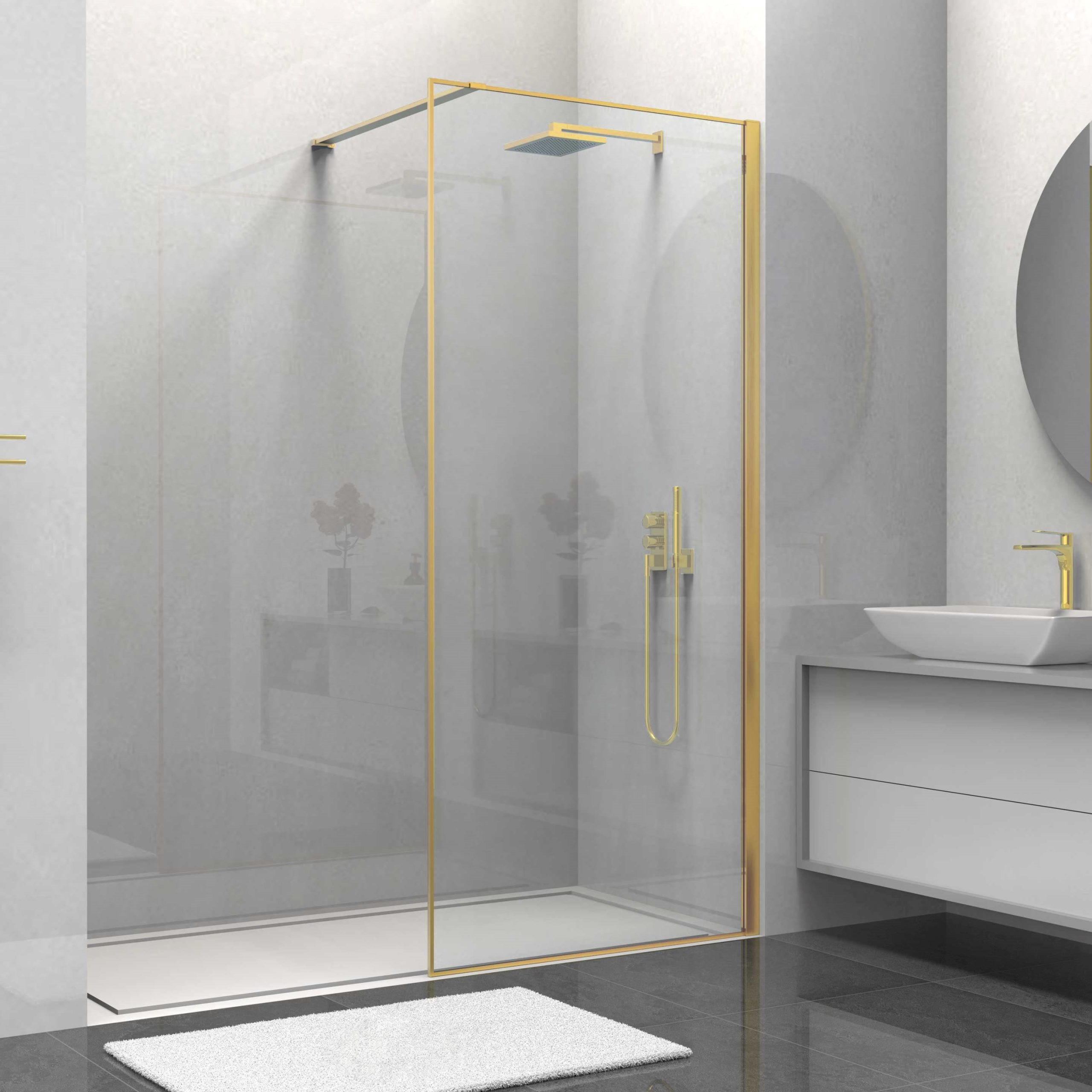 душевой уголок vincea walk-in hs vsw-1hs900clg 90x200 стекла прозрачные, профиль брашированное золото