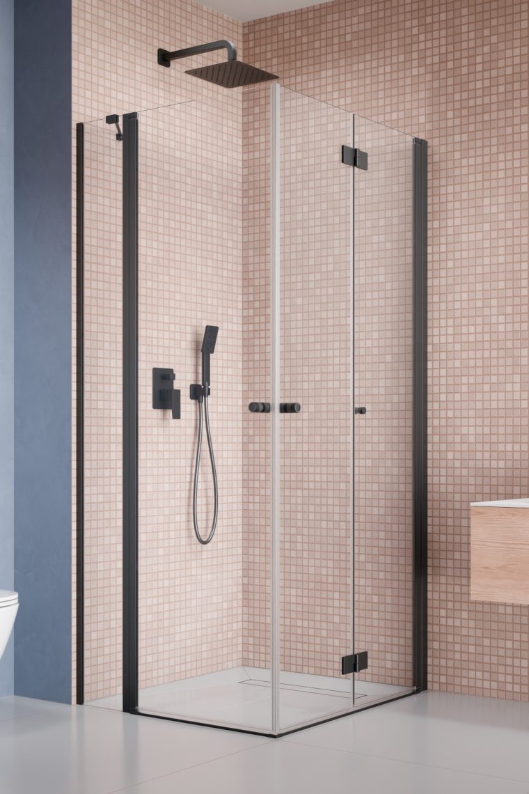 душевой уголок radaway nes 6 black kdd b / kdd ii 100x100 правый, стекла прозрачные, профиль черный