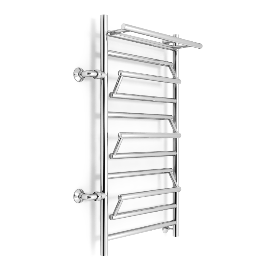 полотенцесушитель zorg vitra plus 500/1000 l500 50x100 с полкой, боковое подключение слева, хром