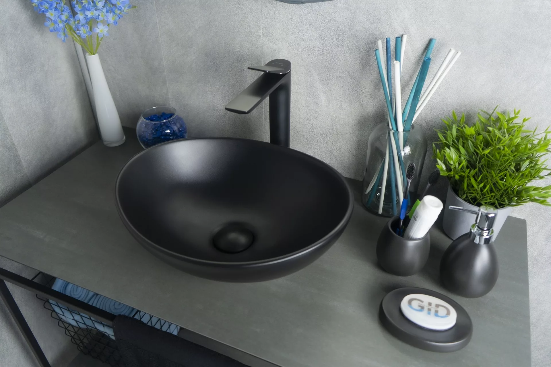 умывальник накладной gid nc901 41x34 черный матовый
