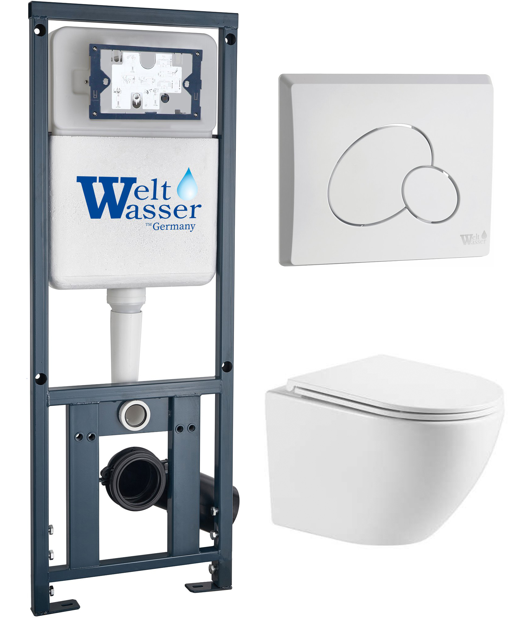 комплект инсталляции welt-wasser marberg 410 с унитазом merzbach 043 xl gl-wt и клавишей смыва mar 410 rd gl-wt