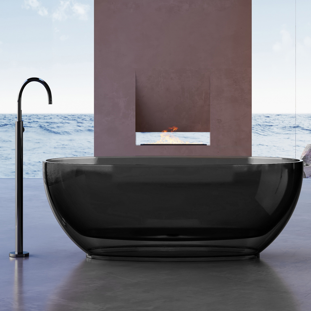 ванна из полиэфирной смолы abber kristall at9703onyx 170x75 черная