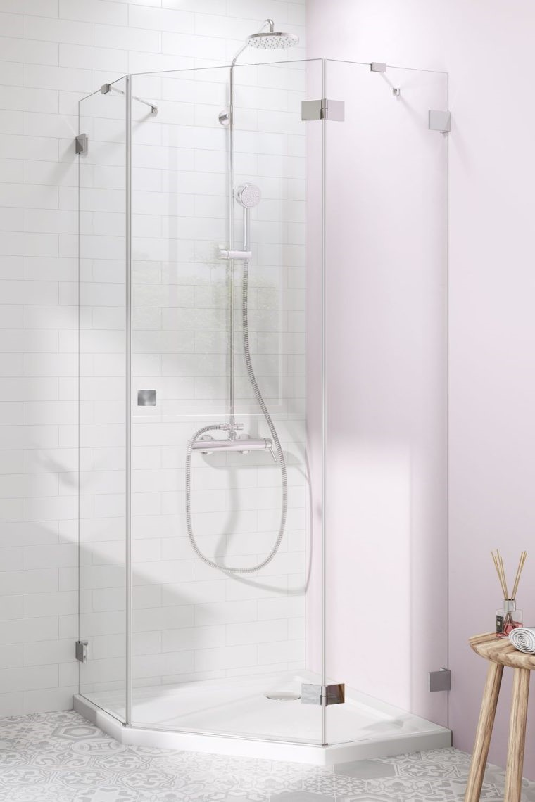 душевой уголок radaway essenza pro 8 ptj 100x100 правый, стекла прозрачные, профиль хром