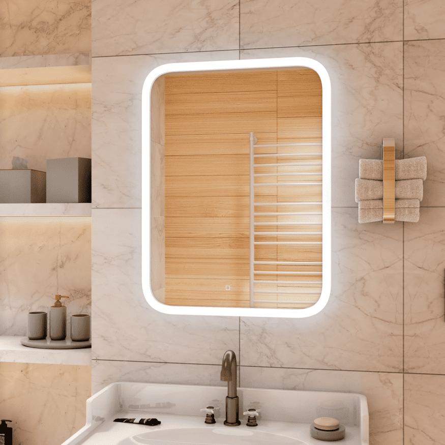 зеркало континент glamour led 80x90 с подсветкой, сенсорным управлением и подогревом