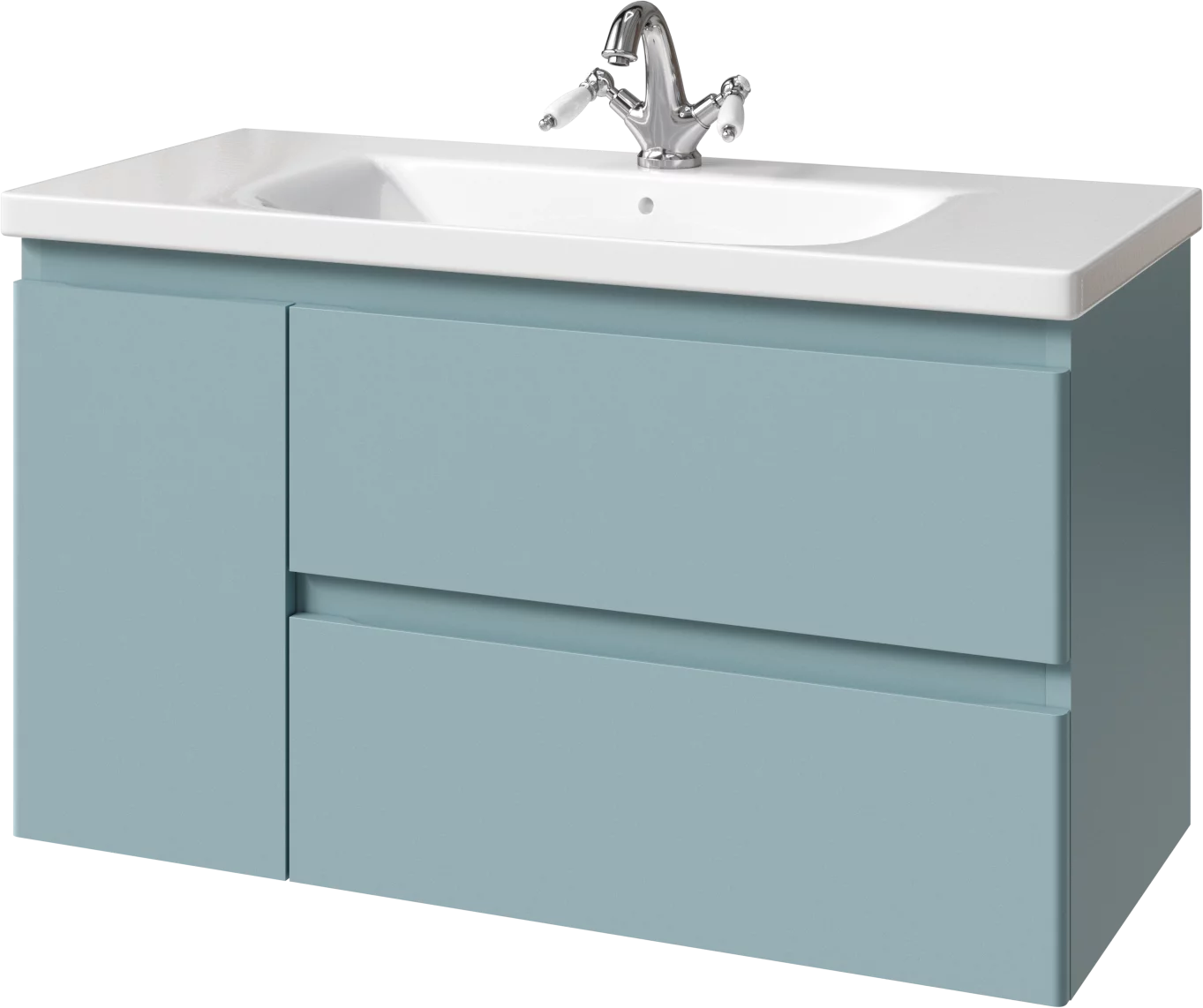 тумба подвесная caprigo forte 100 36115l-sf015 голубой матовый