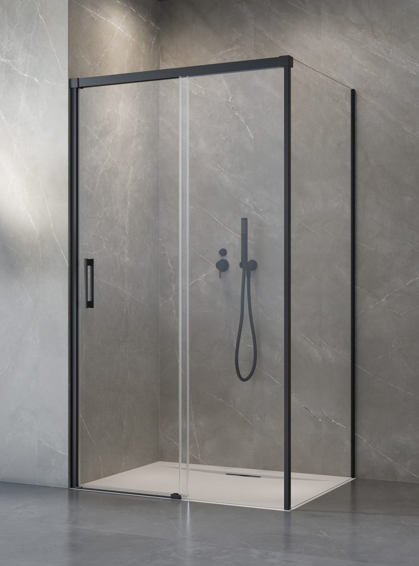 душевой уголок radaway idea black kds 110x90 стекла прозрачные, профиль черный