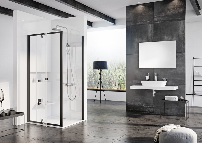 душевой уголок ravak pivot pdop2+pps 100x90 стекла прозрачные, профиль черный