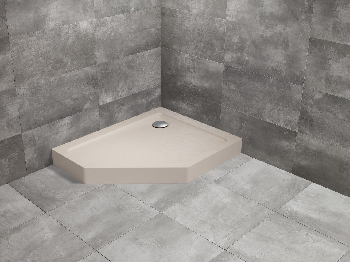 душевой поддон radaway doros pt e compact stone cashmere 100x80 левый, кашемир