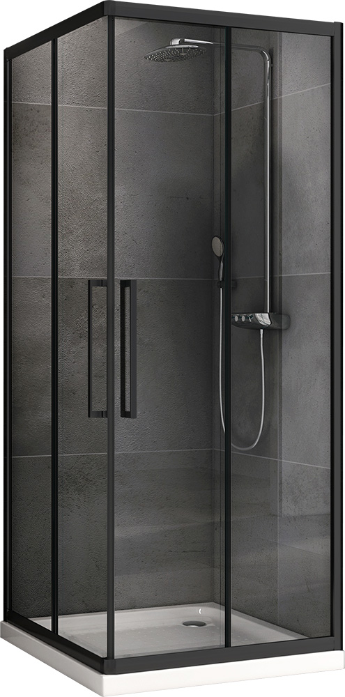 душевой уголок abber schwarzer diamant ag02080bh 80x80 стекла прозрачные, профиль черный