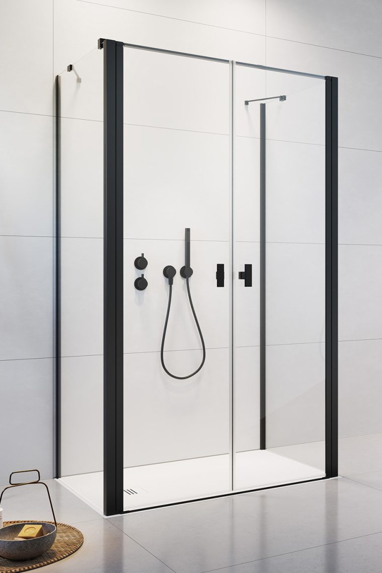душевой уголок radaway nes black dwd+2s 110x80 стекла прозрачные, профиль черный