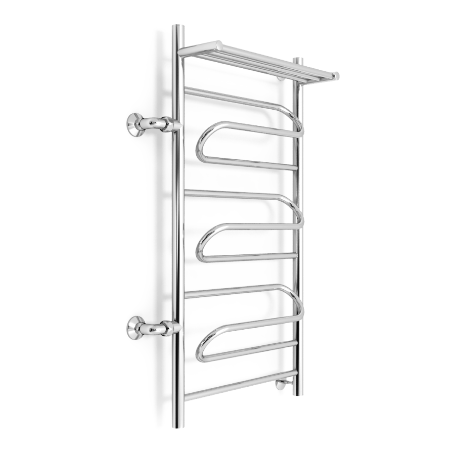 полотенцесушитель zorg bona plus 500/1000 l500 50x100 с полкой, боковое подключение (слева), хром