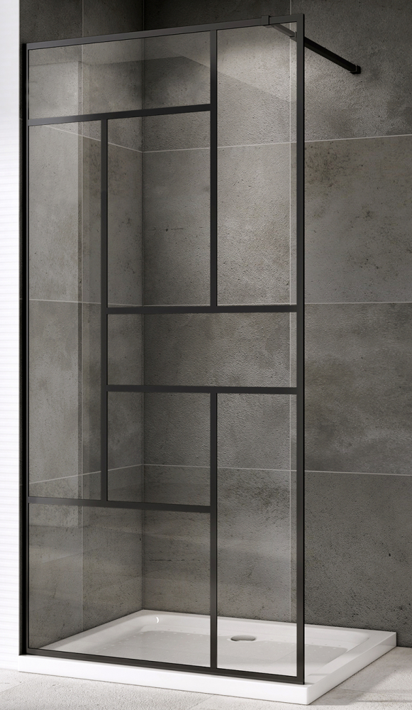 душевой уголок abber immer offen ag63100b8 walk-in 100x200 прозрачные стекла / черный профиль