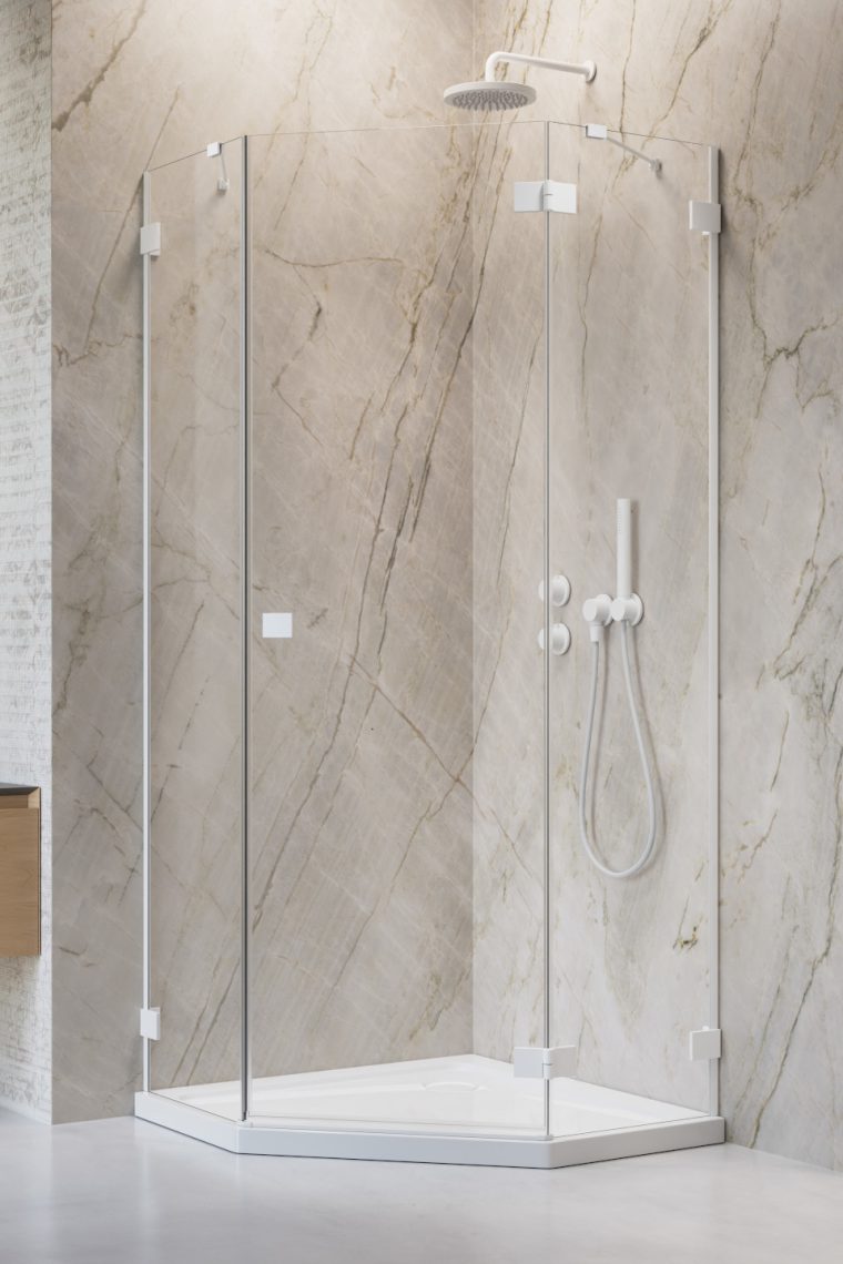 душевой уголок radaway essenza pro white ptj 100x100 левый, стекла прозрачные, профиль белый