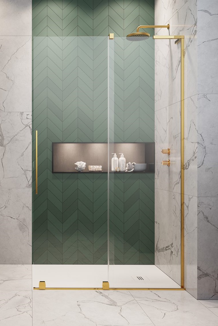 душевой уголок radaway furo sl gold walk-in r 90x200 стекла прозрачные, профиль золото