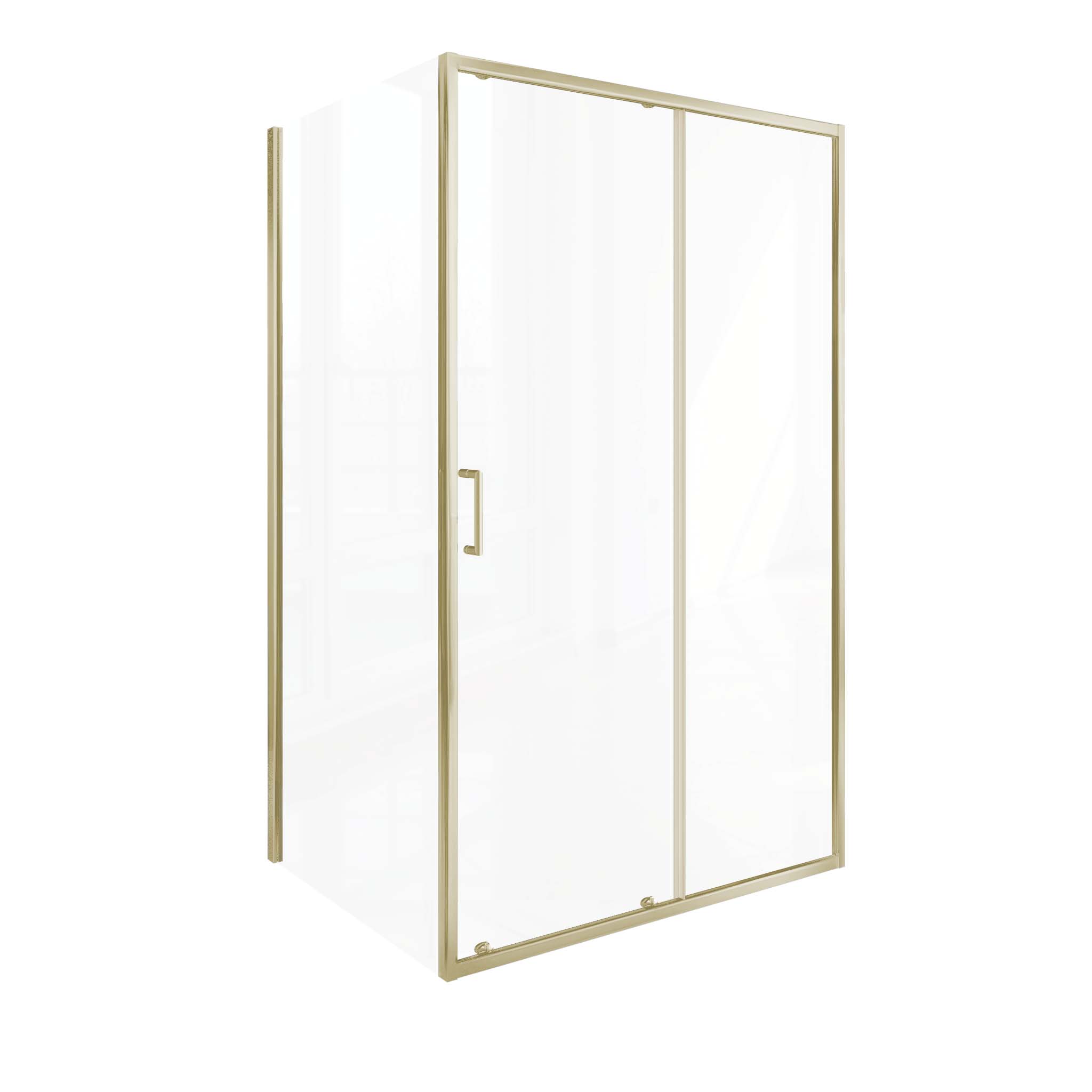 душевой уголок gooddoor lite wtw+sp 130x90 стекло прозрачное / профиль брашированное золото