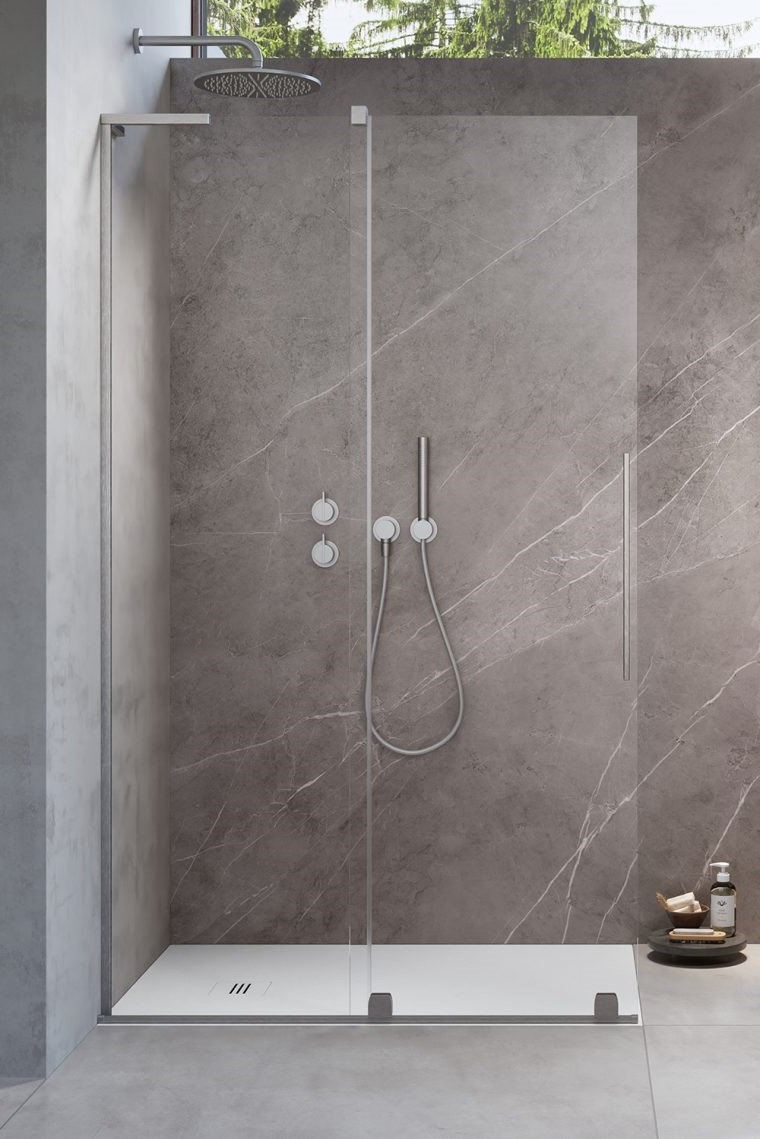 душевой уголок radaway furo sl brushed nickel walk-in l 80x200 стекла прозрачные, профиль брашированный никель