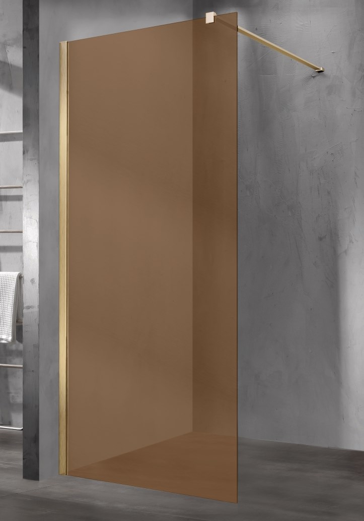 душевой уголок vincea walk-in vsw-1h900gsg 90x200 стекло янтарь / профиль золотой матовый