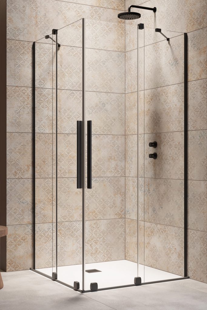 душевой уголок radaway furo black kdd 100 100x110 стекло прозрачное, профиль черный
