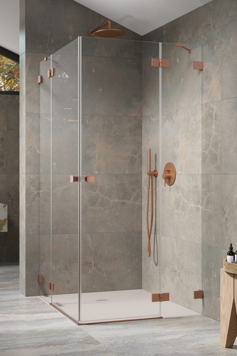 душевой уголок radaway essenza pro brushed copper kdd 100x90 прозрачное/брашированная медь