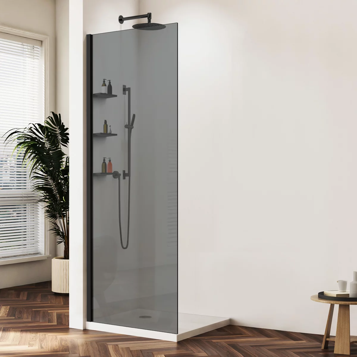 душевой уголок vincea walk-in vsw-1hws800cgb 80x200 стекло тонированное / профиль черный матовый