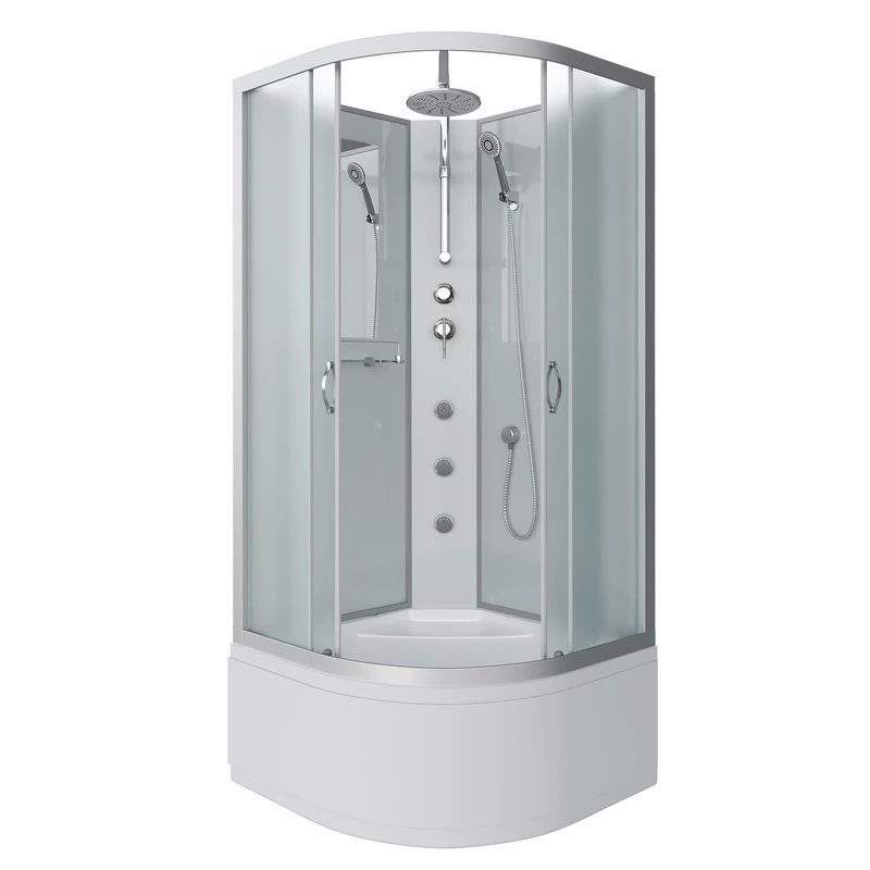 душевая кабина niagara ng-2308-14bktg 90x90 с гидромассажем, без крыши, стекла матовые, профиль серебро