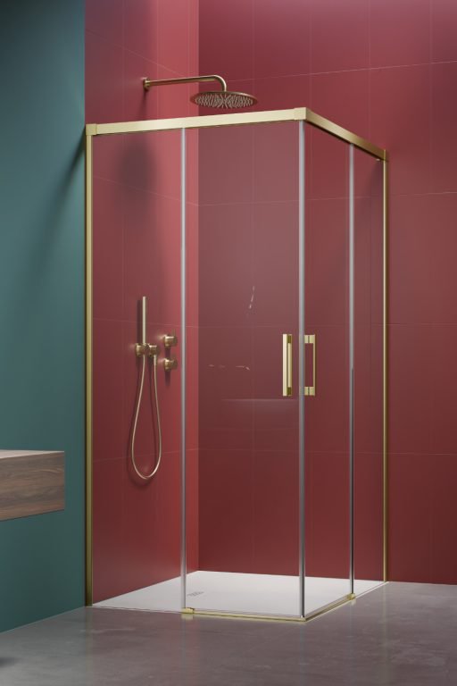 душевой уголок radaway idea 6 brushed light gold kdd 90x120 стекла прозрачные, профиль брашированное светлое золото
