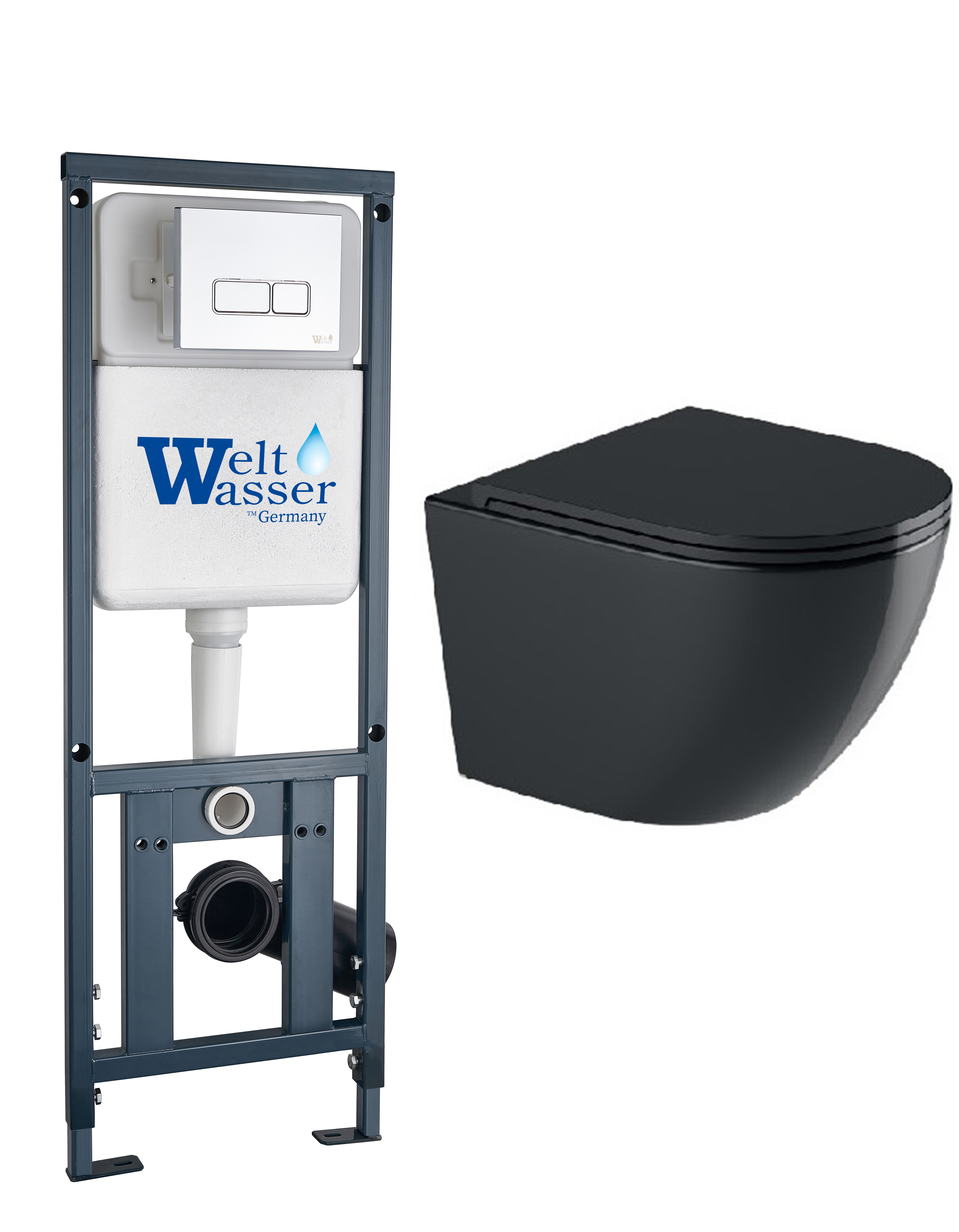 комплект инсталляции welt-wasser marberg 410 с унитазом merzbach 043 gl-bl и клавишей смыва mar 410 se gl-wt белый глянец
