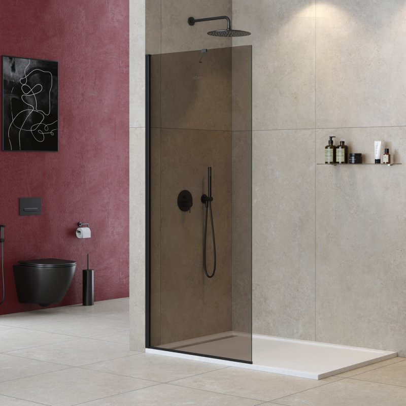 душевой уголок cezares liberta-l-1-tb-110-br-nero 110x195 стекла бронза, профиль черный