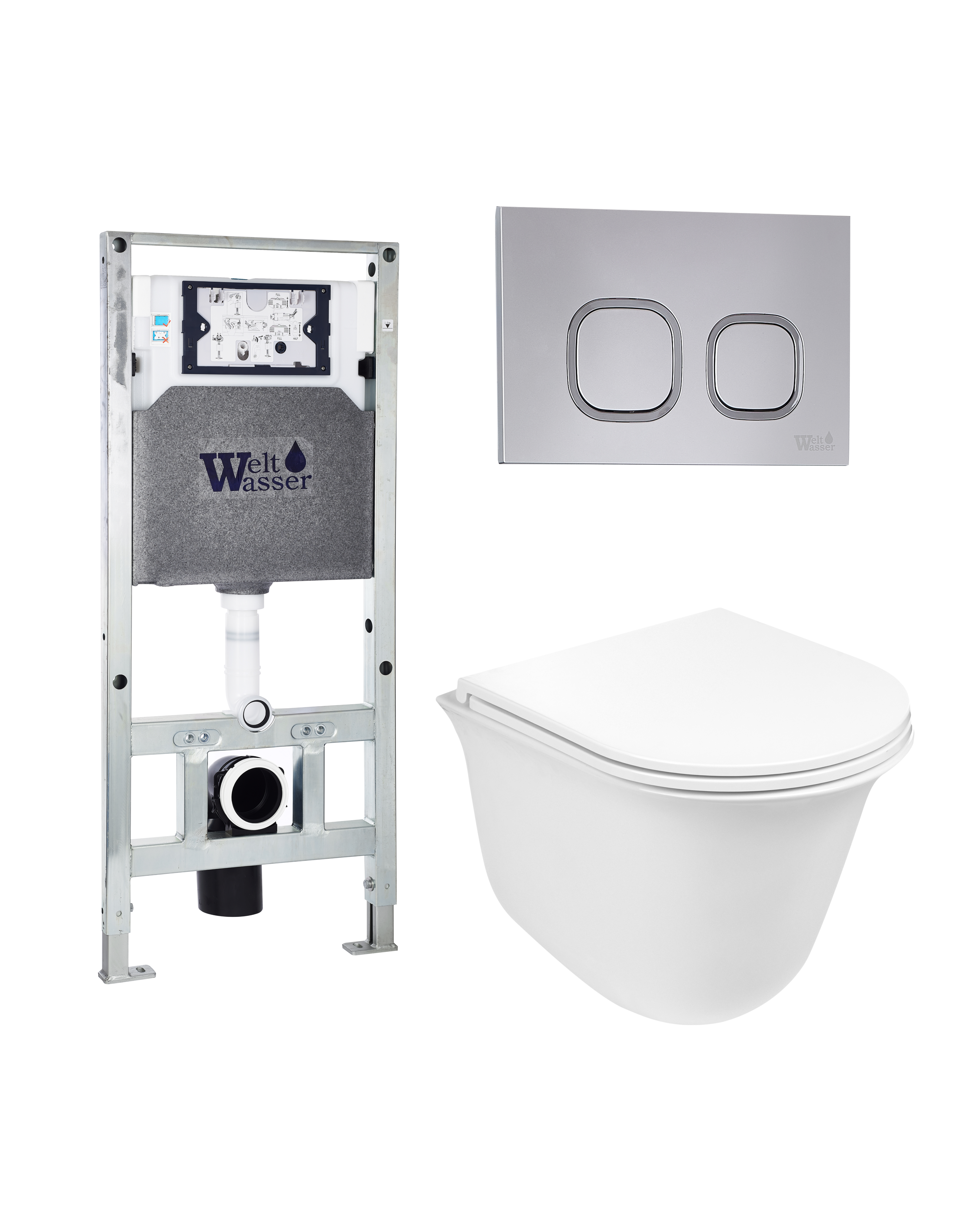 комплект welt-wasser amberg 506 st + telbach 004 gl-wt + amberg rd-cr с клавишей хром глянец