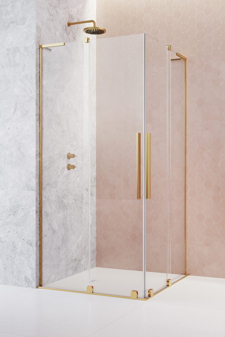 душевой уголок radaway furo sl gold kdd 120x90 стекла прозрачные, профиль золото