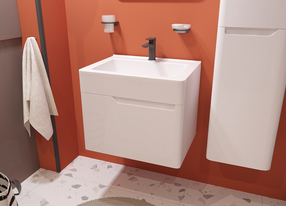тумба подвесная эстет kare luxe 60x45 с умывальником (1 ящик)
