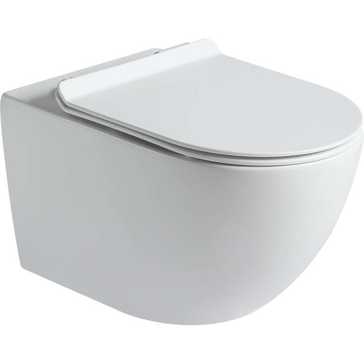 унитаз подвесной santiline sl-5002t-mw 36,5x55 белый матовый, сиденье duroplast, softclose