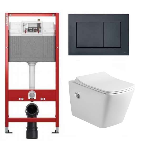 комплект инсталляции tece 9400414 с клавишей смыва черной и унитазом amore di mare garda bidet p310-x