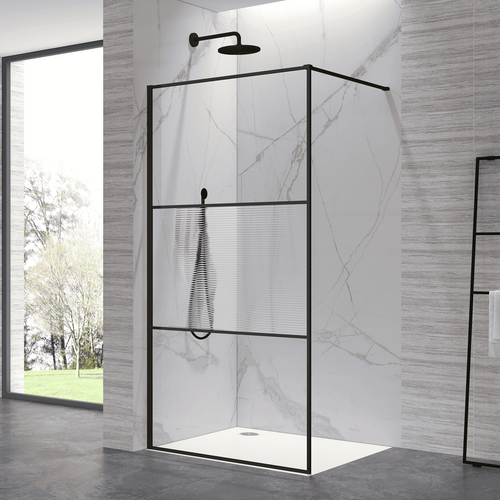 душевой уголок rgw walk-in wa-09-b 120x200 стекла ribbed, профиль черный