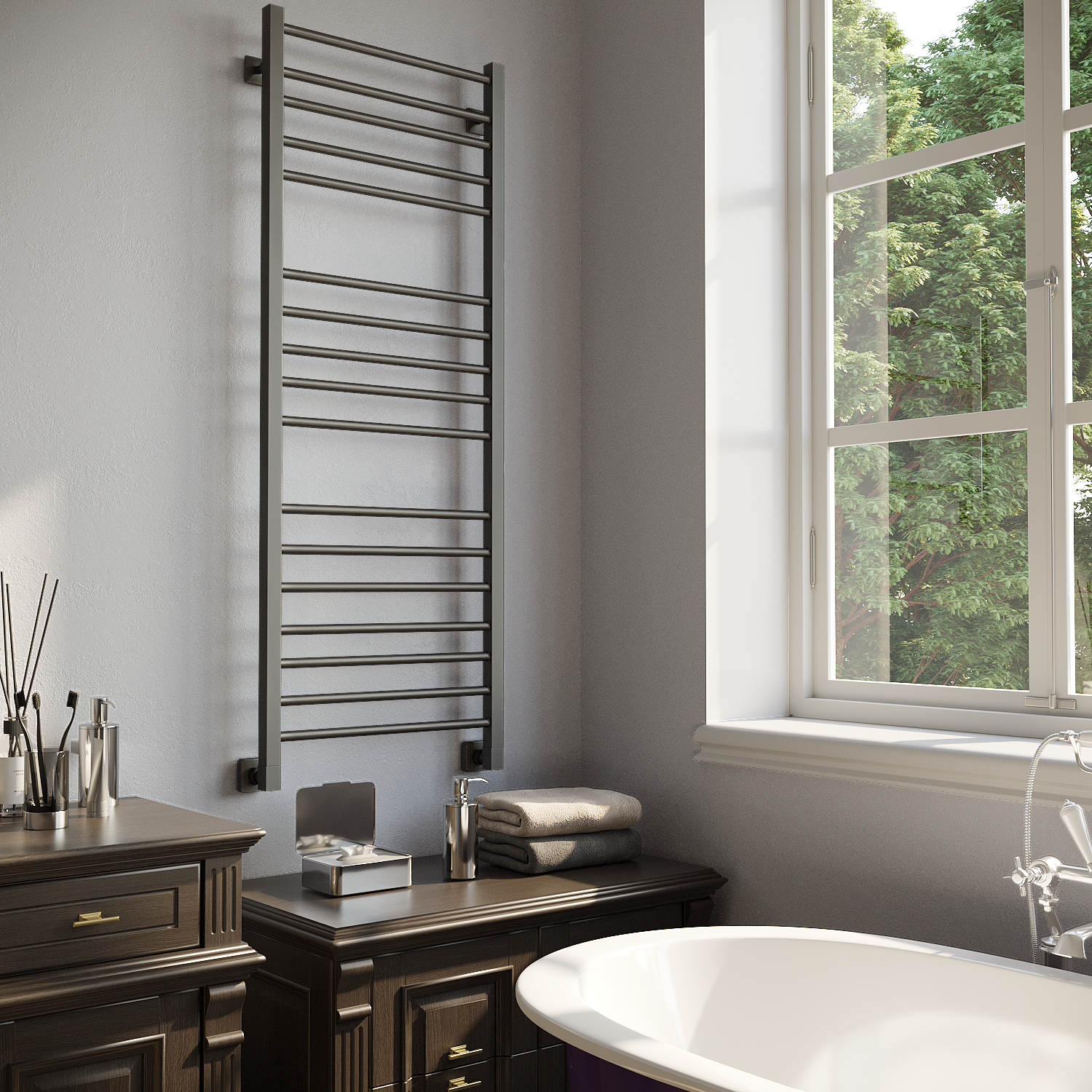 полотенцесушитель водяной stinox classic luxe 50x140 черный матовый