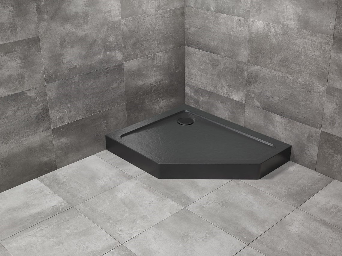 душевой поддон radaway doros pt e compact left stone black 100x80 черный