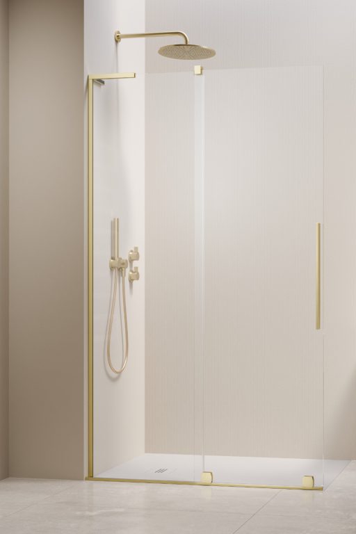 душевой уголок radaway furo sl brushed light gold walk-in 80x200 левый, cтекла прозрачные, профиль брашированное светлое золото